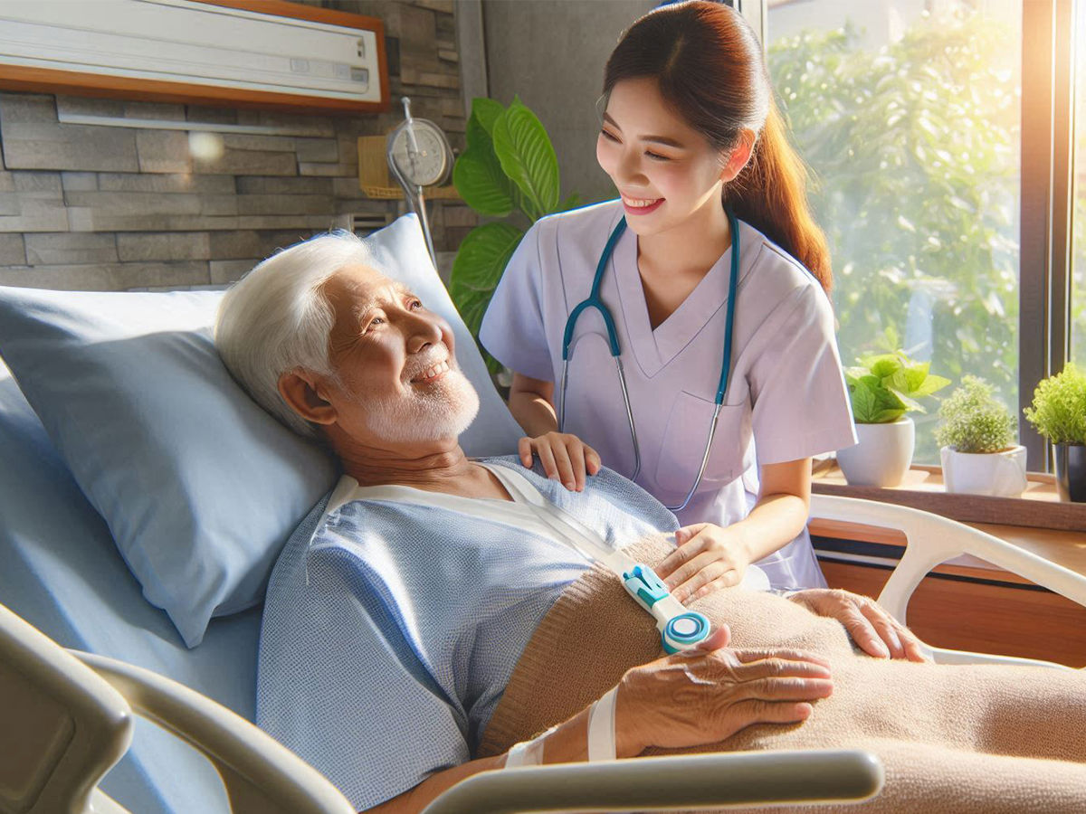 Patient in a hospital bed